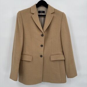 Dinomoda Beige Vintage Wool & Angora Women Blazer Jacket Size 38 Classic Quality